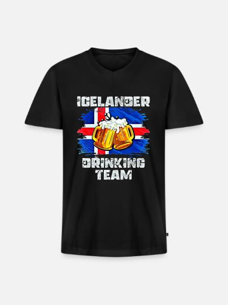 Équipe de beuverie d’Islande - T-shirt encolure en V Premium bio Homme - noir