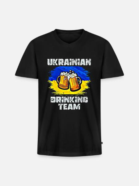 Ukraine Trink Team - Männer Premium Bio T-Shirt mit V-Ausschnitt - Schwarz