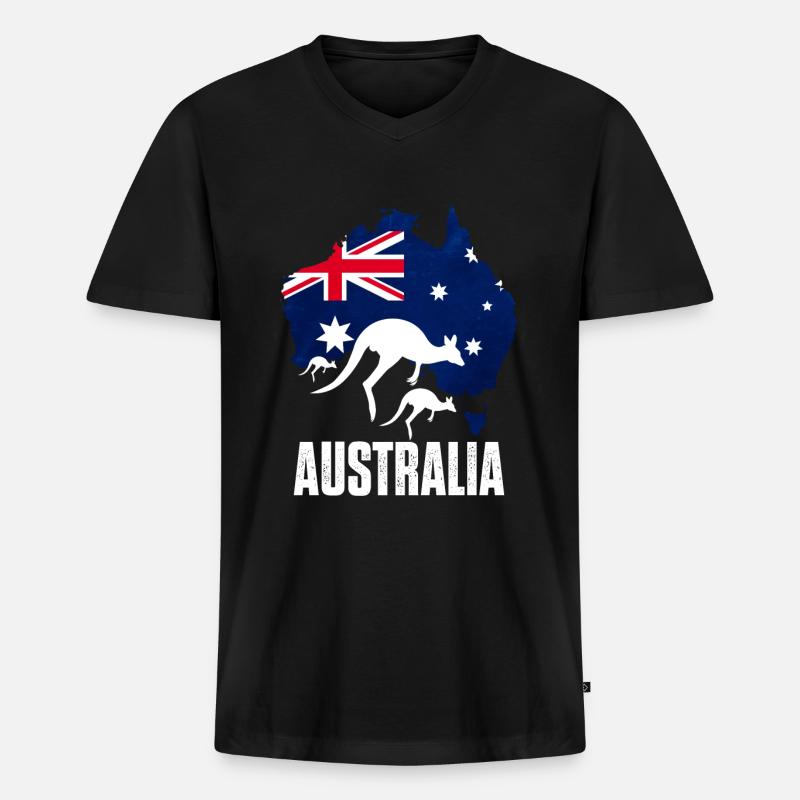 känguru - Männer Premium Bio T-Shirt mit V-Ausschnitt - Schwarz