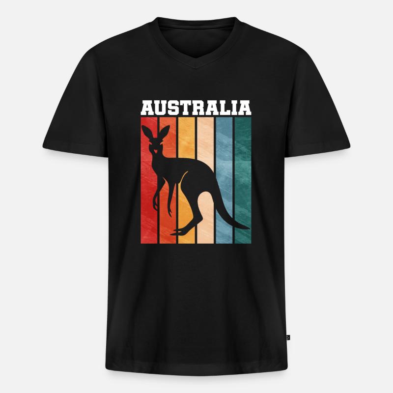 känguru - Männer Premium Bio T-Shirt mit V-Ausschnitt - Schwarz