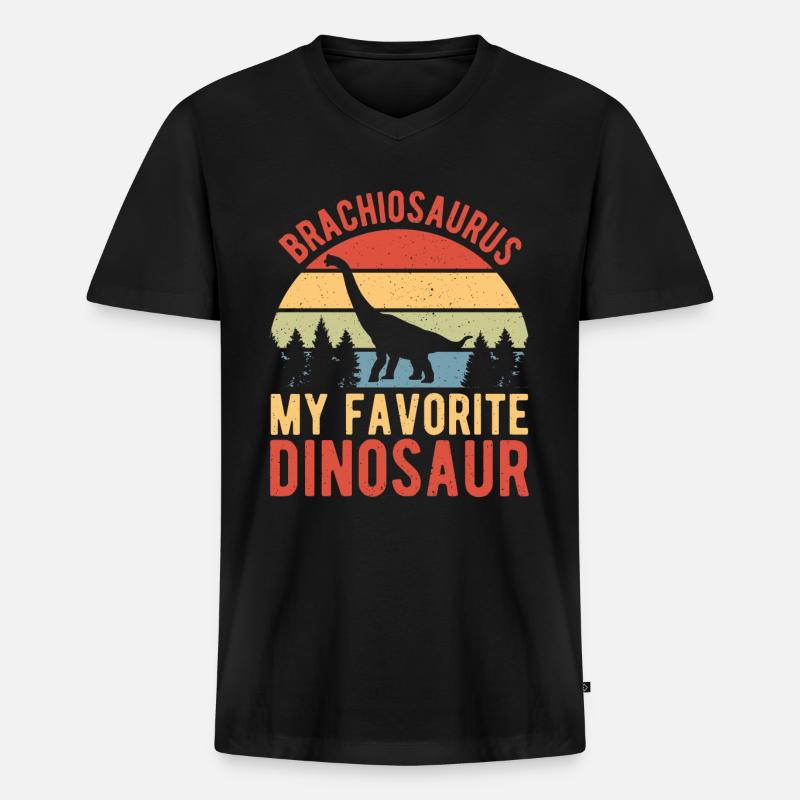 Brachiosaurus Dinosaurier Geschenk - Männer Premium Bio T-Shirt mit V-Ausschnitt - Schwarz