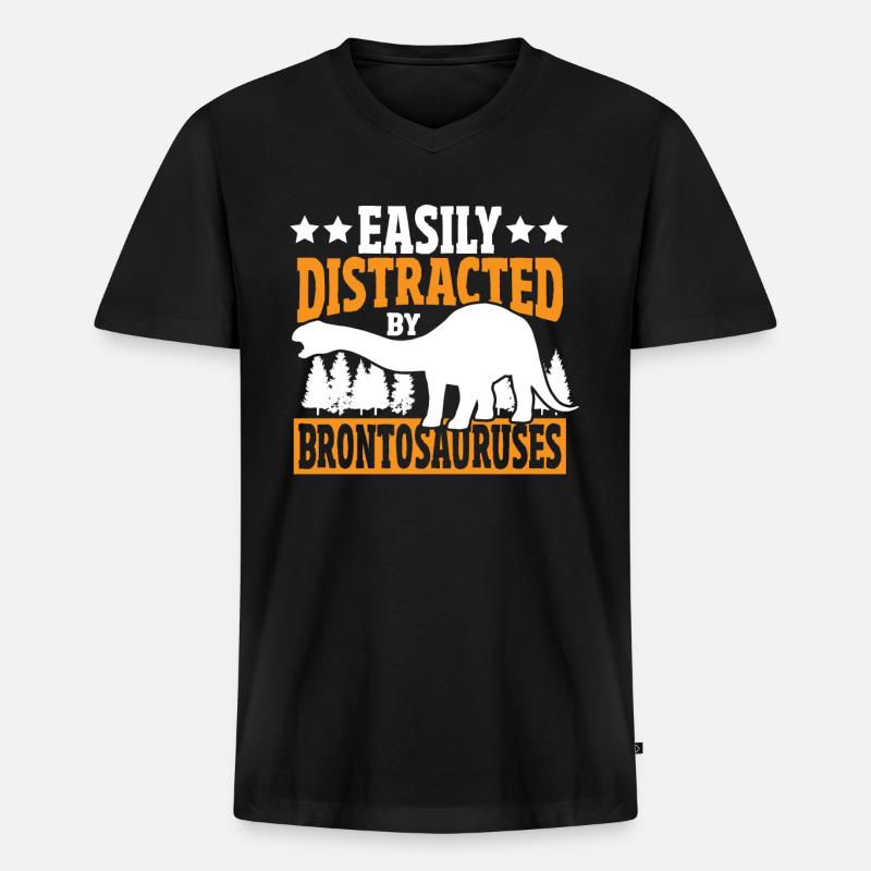 Brontosaurus Dino Geschenk - Männer Premium Bio T-Shirt mit V-Ausschnitt - Schwarz