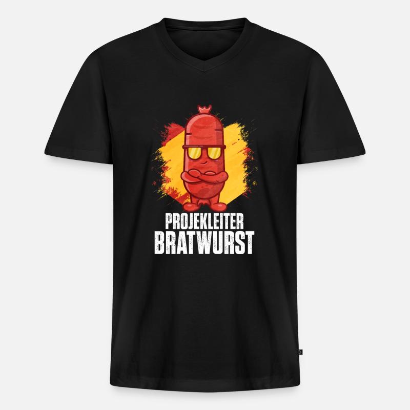 Bratwurst als Geschenk - Männer Premium Bio T-Shirt mit V-Ausschnitt - Schwarz