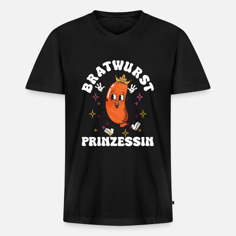 Bratwurst als Geschenk - Männer Premium Bio T-Shirt mit V-Ausschnitt - Schwarz