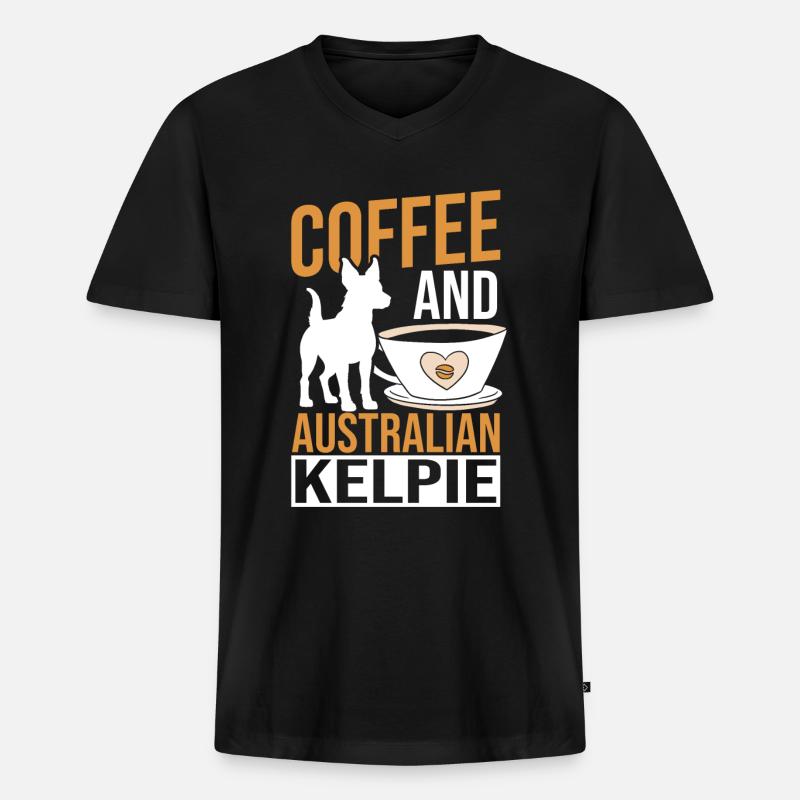 Kelpie-Hund-Geschenk - Männer Premium Bio T-Shirt mit V-Ausschnitt - Schwarz