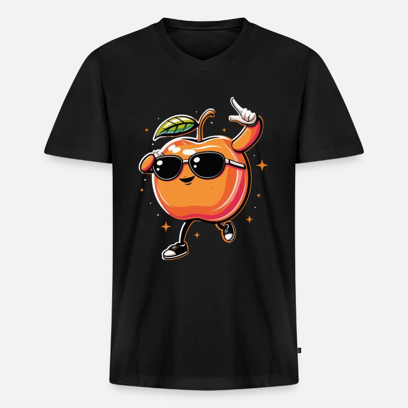 Nektarine - Männer Premium Bio T-Shirt mit V-Ausschnitt - Schwarz