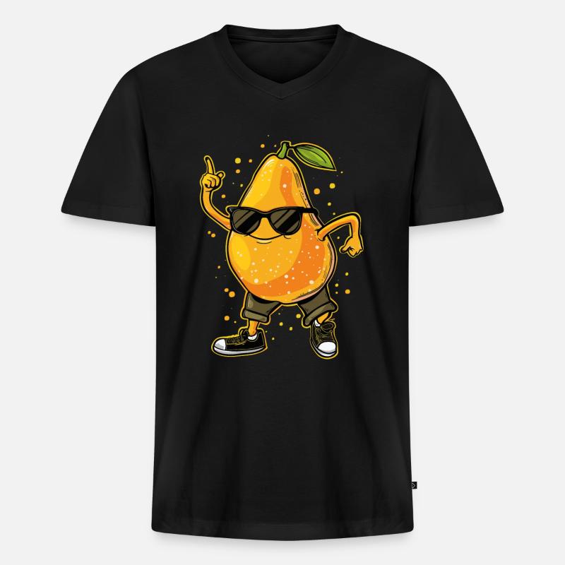 Mango-Dabbing - Männer Premium Bio T-Shirt mit V-Ausschnitt - Schwarz