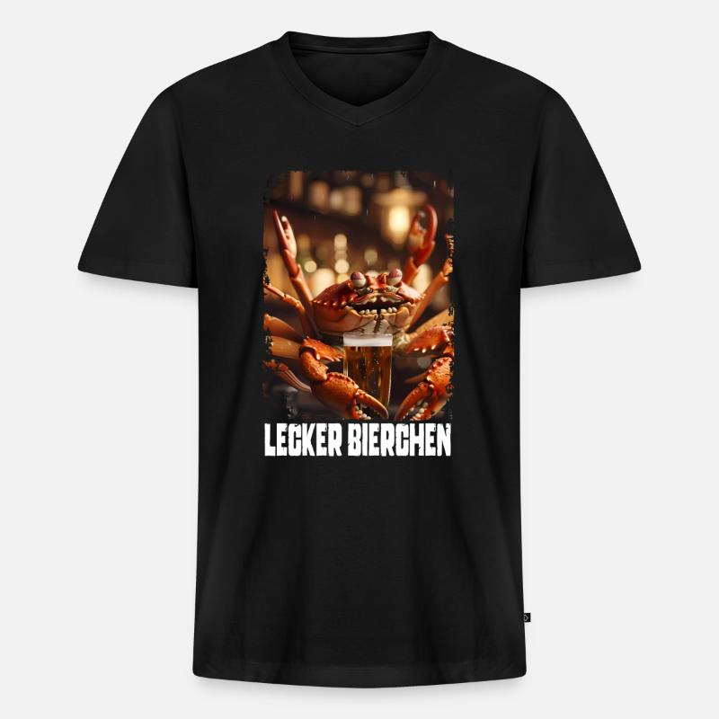Lecker Bierchen Krabbe - Männer Premium Bio T-Shirt mit V-Ausschnitt - Schwarz