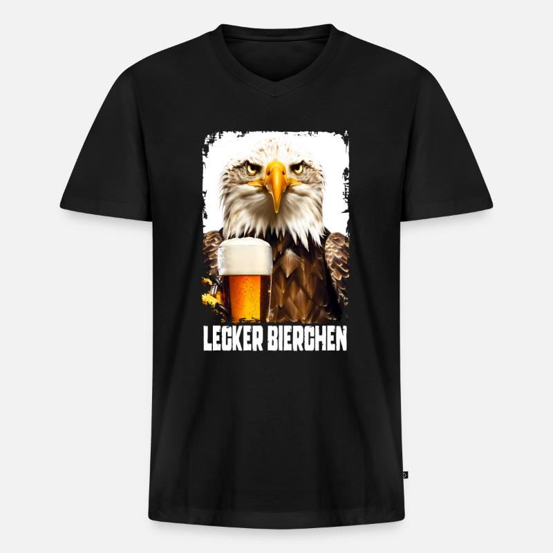 Lecker Bierchen Adler - Männer Premium Bio T-Shirt mit V-Ausschnitt - Schwarz