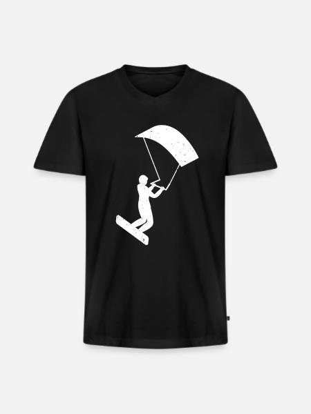 Kitesurfing - Männer Premium Bio T-Shirt mit V-Ausschnitt - Schwarz