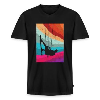 Kitesurfing - Männer Premium Bio T-Shirt mit V-Ausschnitt - Schwarz - Vorne - Nico (187cm)