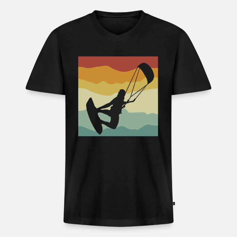 Kitesurfing - Männer Premium Bio T-Shirt mit V-Ausschnitt - Schwarz