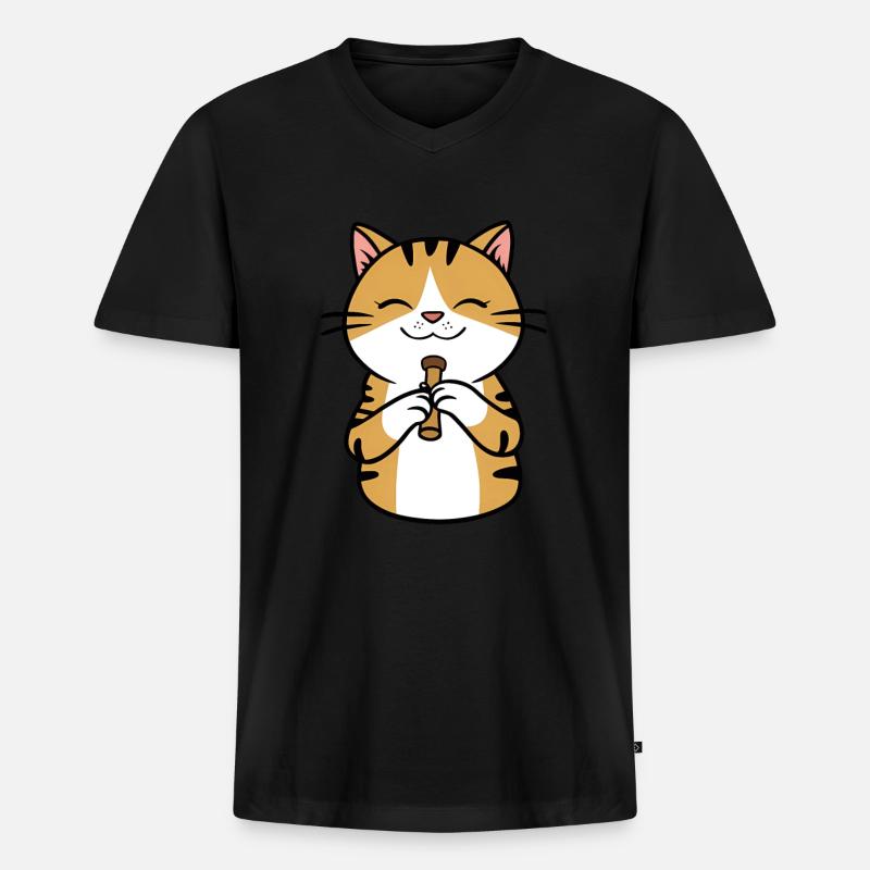 Tin Whistle - Männer Premium Bio T-Shirt mit V-Ausschnitt - Schwarz