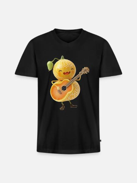 Cantaloupe Guitar - Men's Premium Organic T-shirt with V-neck - black