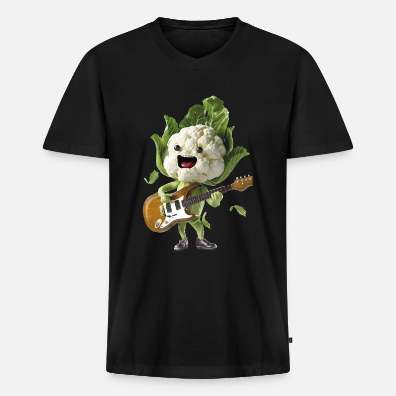 Blumenkohl Gitarre - Männer Premium Bio T-Shirt mit V-Ausschnitt - Schwarz