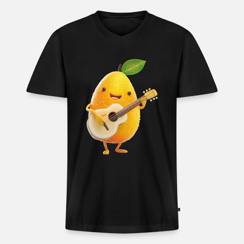 Mango Gitarre - Männer Premium Bio T-Shirt mit V-Ausschnitt - Schwarz