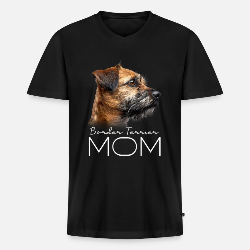 Border Terrier Mama - Männer Premium Bio T-Shirt mit V-Ausschnitt - Schwarz