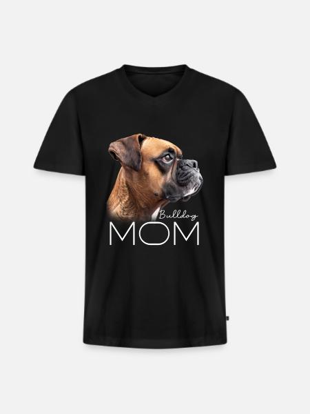 Bulldog Mom - Men's Premium Organic T-shirt with V-neck - black