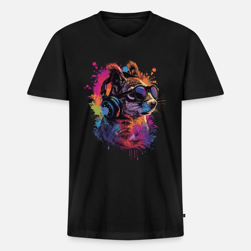 Eichhörnchen - Männer Premium Bio T-Shirt mit V-Ausschnitt - Schwarz