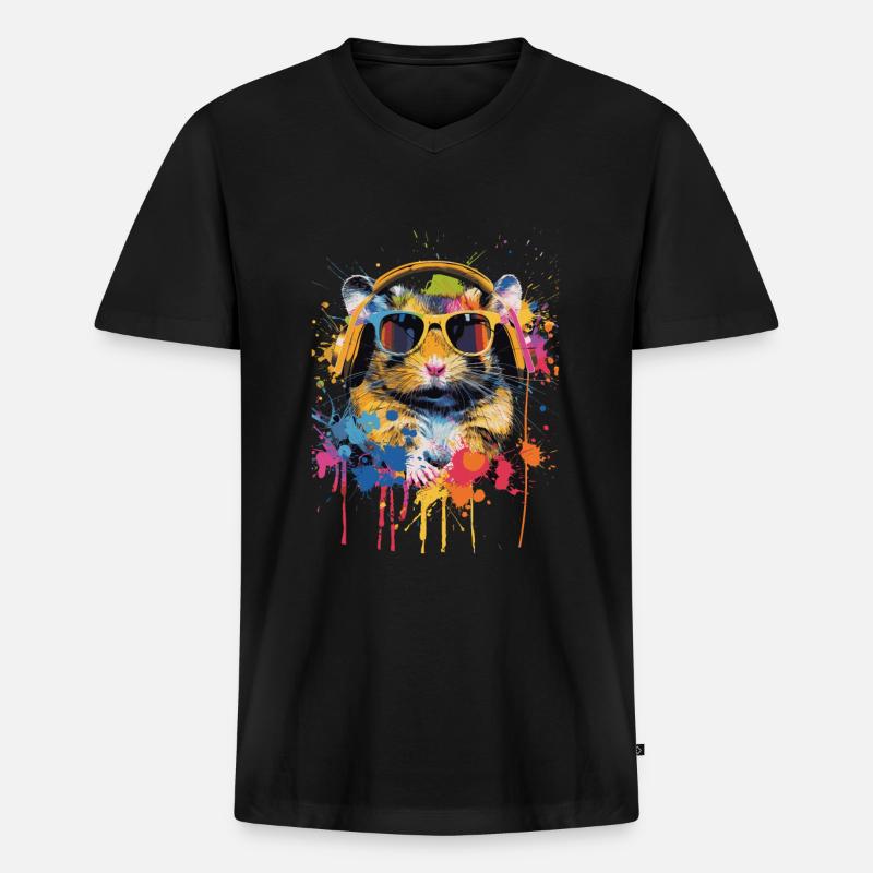 Hamster - Männer Premium Bio T-Shirt mit V-Ausschnitt - Schwarz