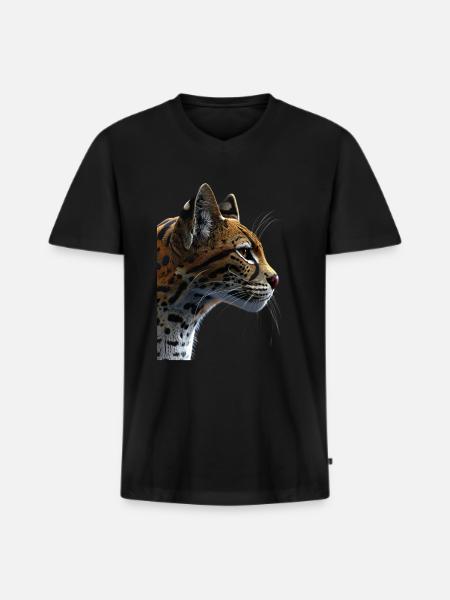 Ocelot - Men's Premium Organic T-shirt with V-neck - black