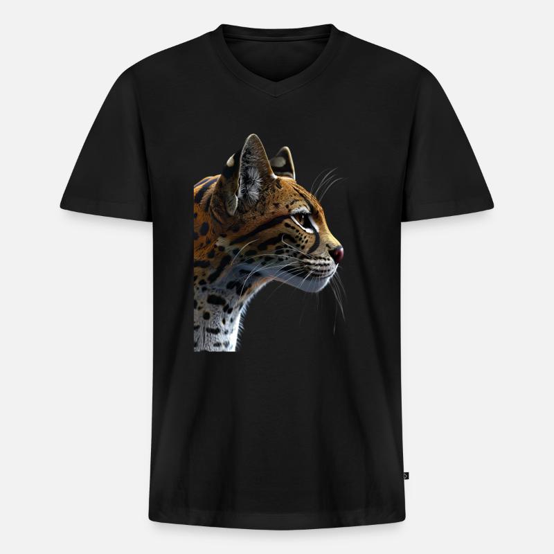 Ozelot - Männer Premium Bio T-Shirt mit V-Ausschnitt - Schwarz