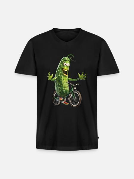 Gurke Fahrrad - Männer Premium Bio T-Shirt mit V-Ausschnitt - Schwarz