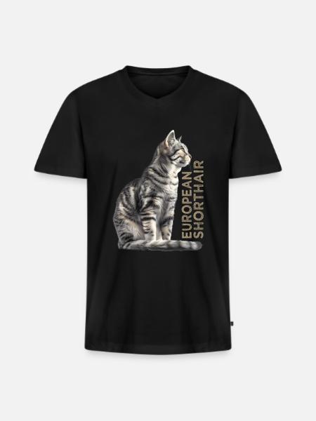 European shorthair - Men's Premium Organic T-shirt with V-neck - black