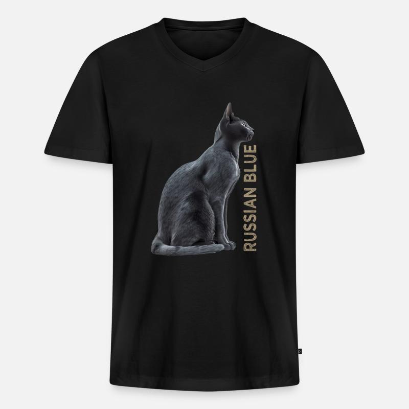 Russian blue - Männer Premium Bio T-Shirt mit V-Ausschnitt - Schwarz