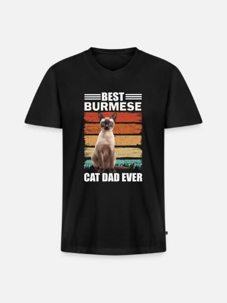 Burmese Dad Cat - Men's Premium Organic T-shirt with V-neck - black