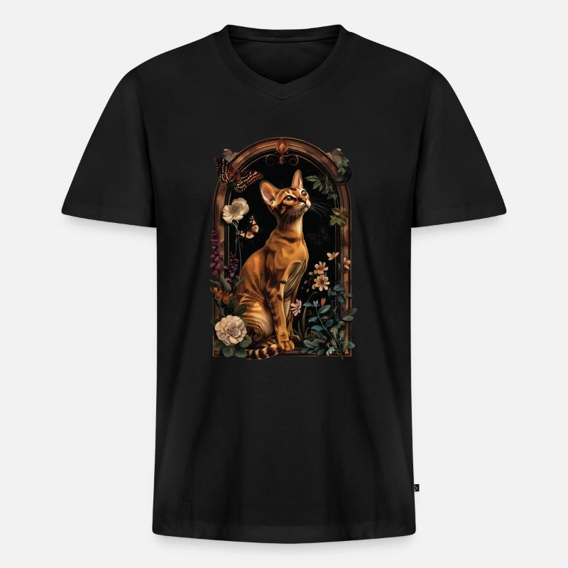 Abessinierkatze - Männer Premium Bio T-Shirt mit V-Ausschnitt - Schwarz