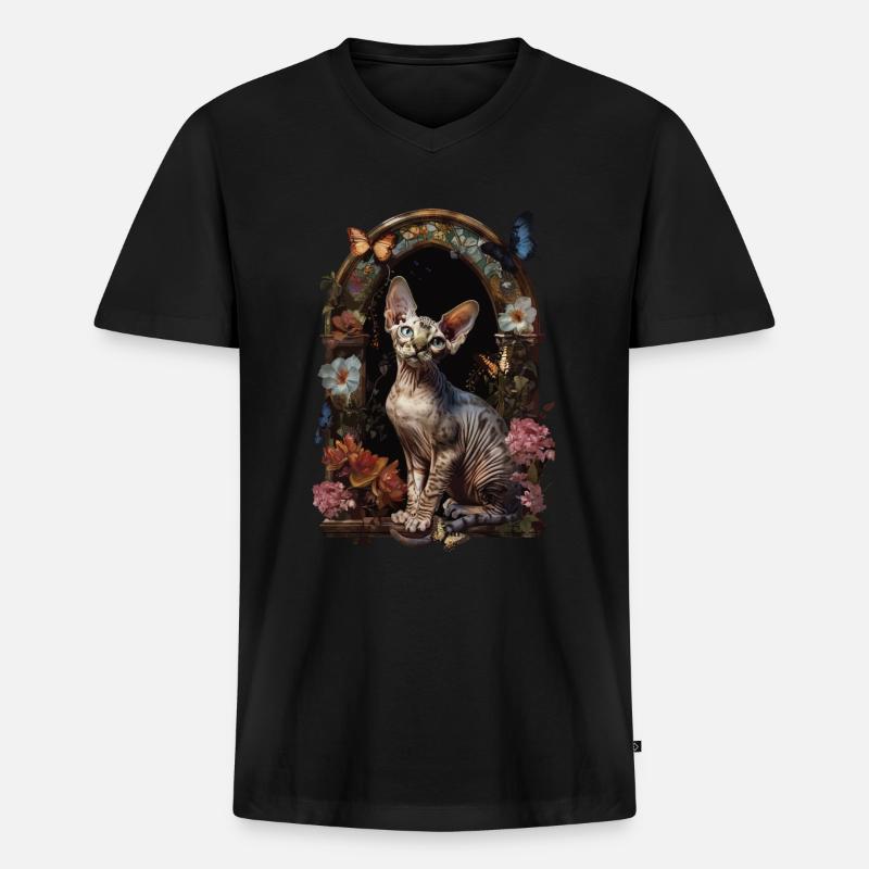 Devon Rex Katze - Männer Premium Bio T-Shirt mit V-Ausschnitt - Schwarz