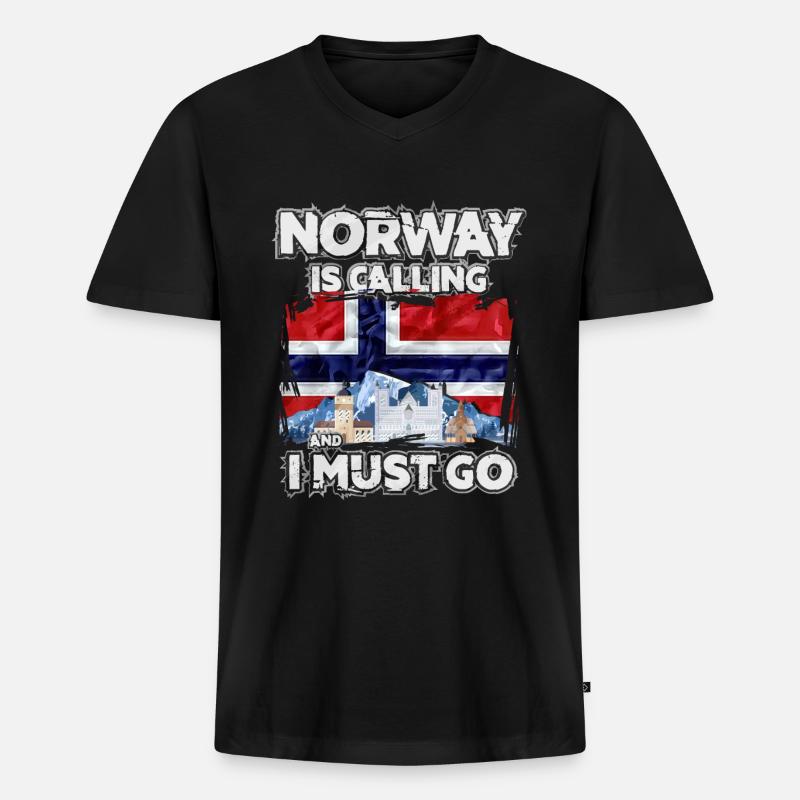 Norwegen - Männer Premium Bio T-Shirt mit V-Ausschnitt - Schwarz
