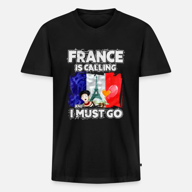 Frankreich - Männer Premium Bio T-Shirt mit V-Ausschnitt - Schwarz
