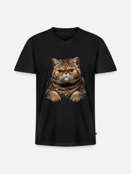 Exotic Shorthair - Men's Premium Organic T-shirt with V-neck - black