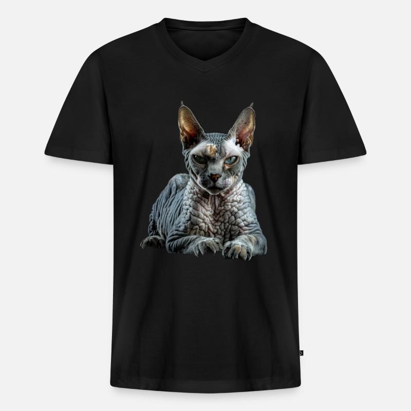 Devon Rex - Männer Premium Bio T-Shirt mit V-Ausschnitt - Schwarz