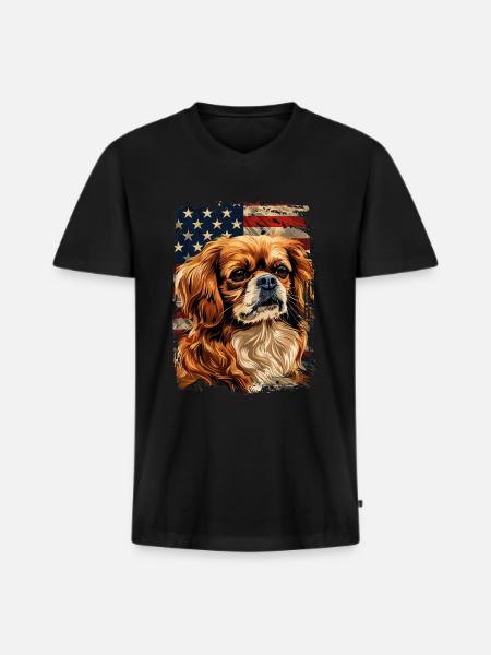 Tibet Spaniel America Usa - Men's Premium Organic T-shirt with V-neck - black
