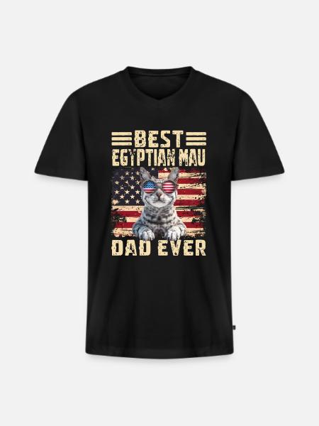 Egyptian Mau Papa - Men's Premium Organic T-shirt with V-neck - black