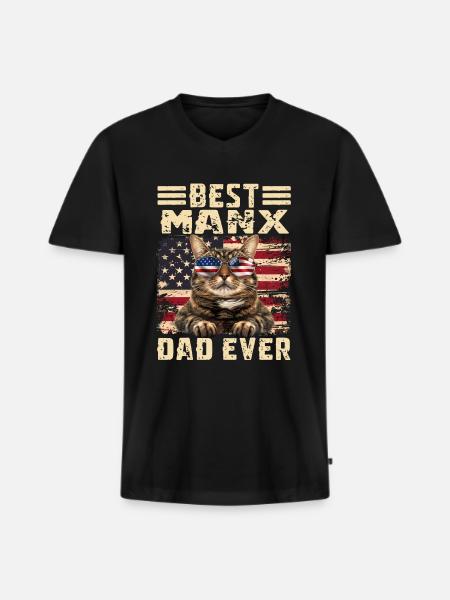 Manx Papa - Men's Premium Organic T-shirt with V-neck - black