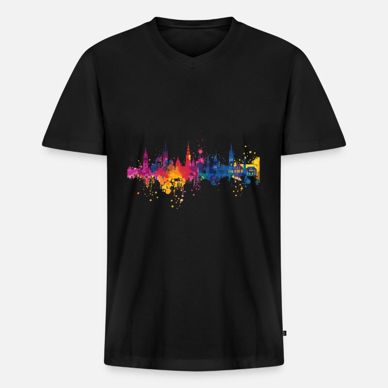 Lüdenscheid - Männer Premium Bio T-Shirt mit V-Ausschnitt - Schwarz