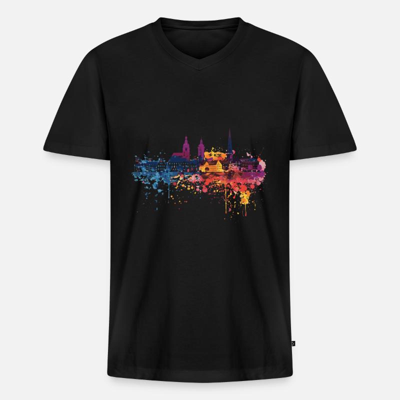 Menden (Sauerland) - Männer Premium Bio T-Shirt mit V-Ausschnitt - Schwarz