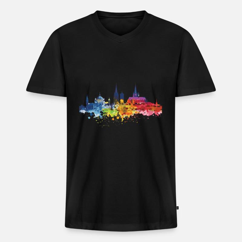 Mühlheim am Main - Männer Premium Bio T-Shirt mit V-Ausschnitt - Schwarz