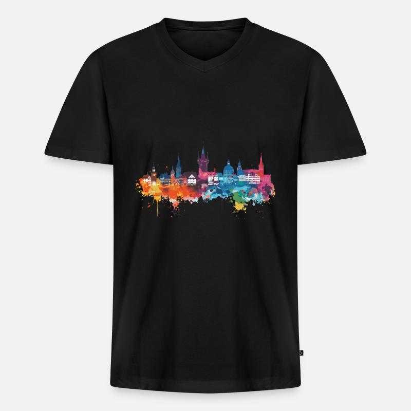 Pirmasens - Männer Premium Bio T-Shirt mit V-Ausschnitt - Schwarz