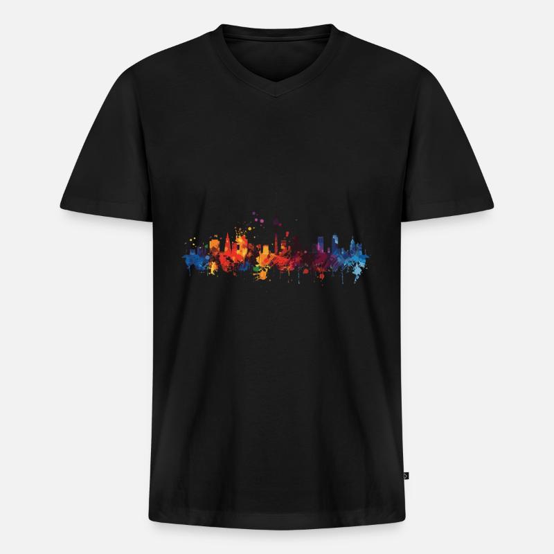 Wandlitz - Männer Premium Bio T-Shirt mit V-Ausschnitt - Schwarz