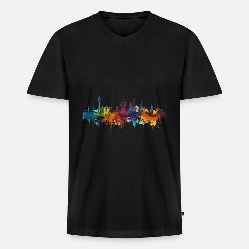 Bitterfeld-Wolfen⁠ - Männer Premium Bio T-Shirt mit V-Ausschnitt - Schwarz