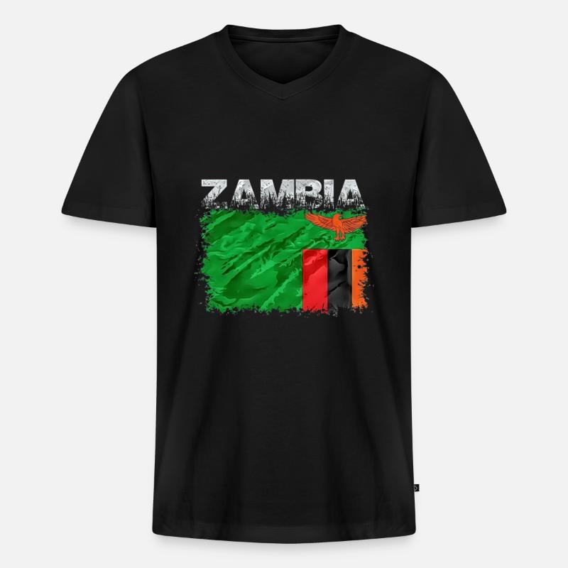 Sambia - Männer Premium Bio T-Shirt mit V-Ausschnitt - Schwarz