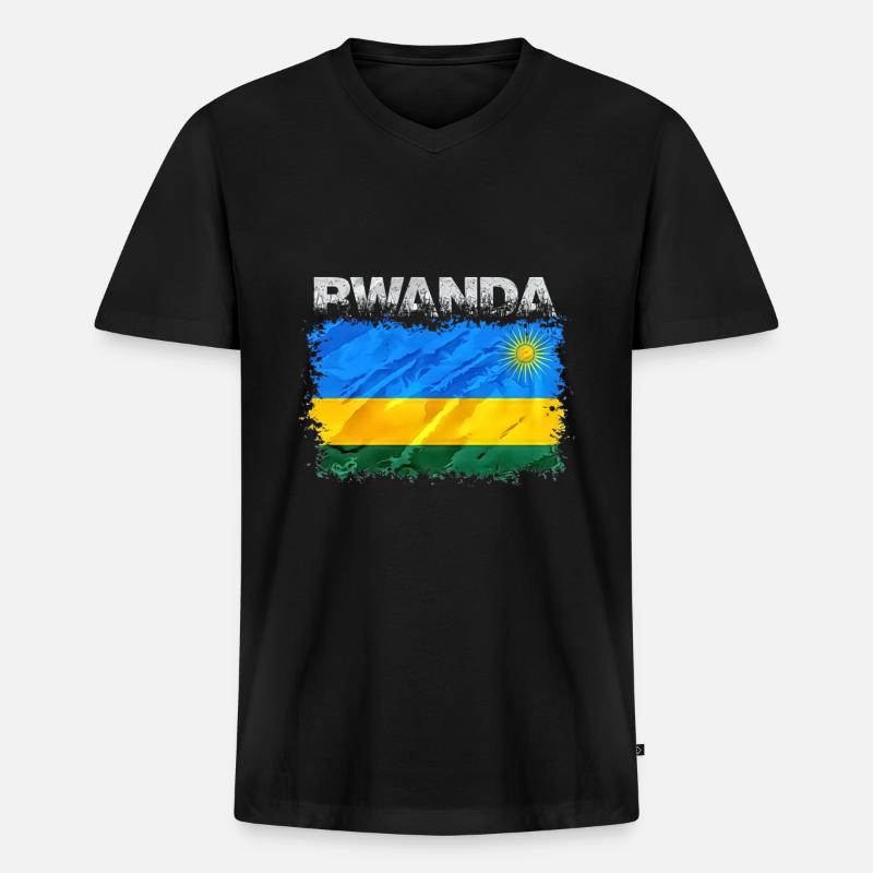 Ruanda - Männer Premium Bio T-Shirt mit V-Ausschnitt - Schwarz