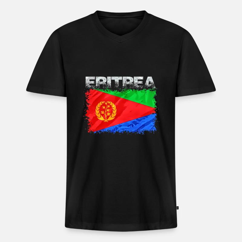 Eritrea - Männer Premium Bio T-Shirt mit V-Ausschnitt - Schwarz