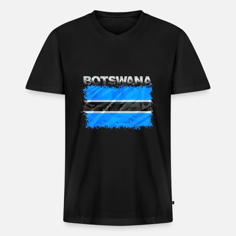 Botswana - Männer Premium Bio T-Shirt mit V-Ausschnitt - Schwarz