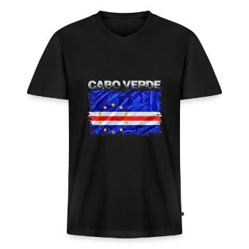 Cap-Vert - T-shirt encolure en V Premium bio Homme - noir - Devant - Nico (187cm)